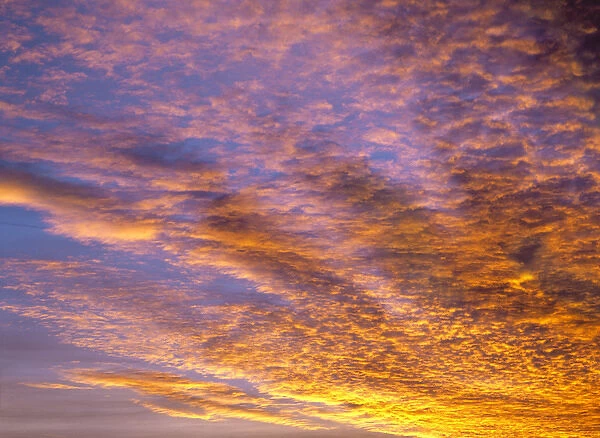 USA, Oregon, Bend. Sunset rolls across the sky like a brilliant tapesty, Pilot Butte State Park