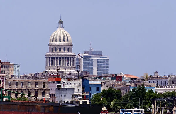 View of city scape skyline from river of Havana Cuba Habana