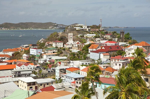 View of St. Georges from a hillside road. Capital of Grenada