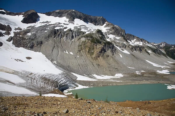 WA, Glacier Peak Wilderness, Lyman Glacier, at Upper Lyman Lake