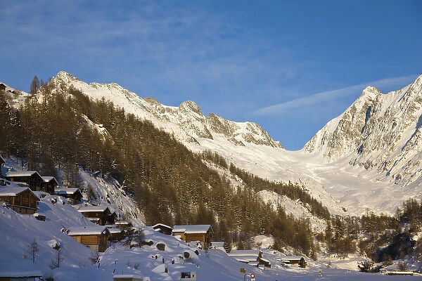 Winter landscape with the Fafleralp in the Loetschental (Valais)