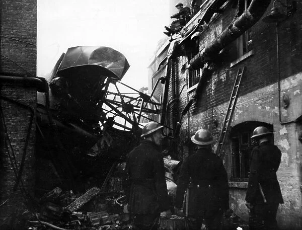 Firefighters at work in Bermondsey, WW2