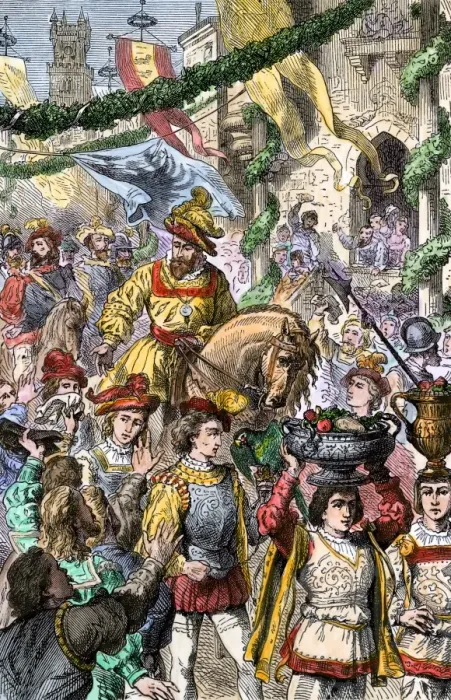 Framed Print : Print of Hernando Cortes returning to Toledo Framed Print : Print of Hernando Cortes returning to Toledo