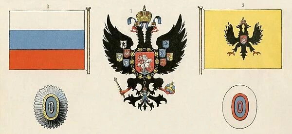 Imperial flag and arms of Russia, 1900 For sale as Framed Prints