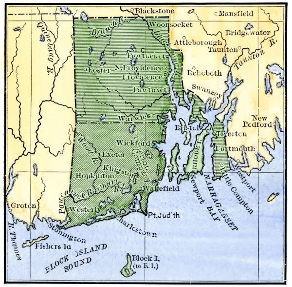 Rhode Island Colony Map Map Of Colonial Rhode Island, 1660S (Photos Framed, Prints, Puzzles,  Posters,...) #5882527