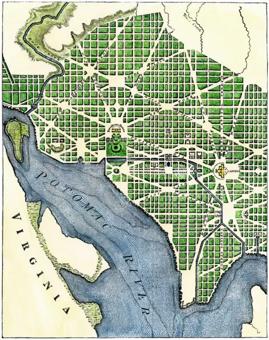 Framed Print : Hand-colored woodcut reproduction of 1793 Washington DC print Framed Print : Hand-colored woodcut reproduction of 1793 Washington DC print