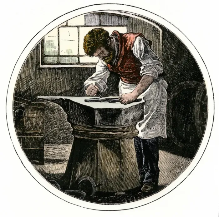 Framed Print : Blacksmith Working at an Anvil Print Framed Print : Blacksmith Working at an Anvil Print