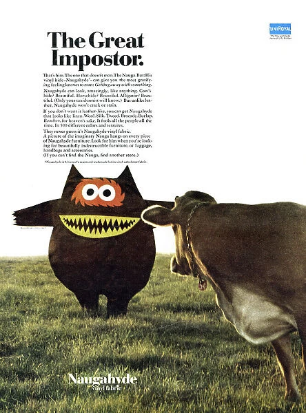 AD: FABRIC, 1967. American advertisement for Naugahyde Vinyl Fabric. Photograph, 1967