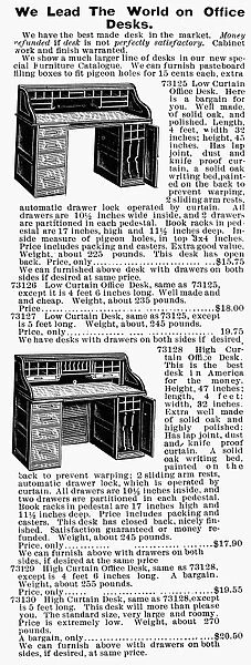 ADVERTISEMENT: FURNITURE. As advertised in the 1895 Montgomery Ward catalogue