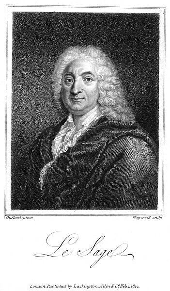 ALAIN RENE LESAGE (1668-1747). French novelist and playwright. Stipple engraving, English, 1812
