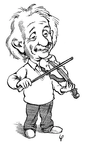 ALBERT EINSTEIN (1879-1955). American (German-born) theoretical physicist. Caricature drawing