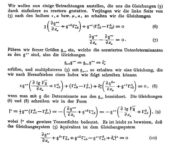 ALBERT EINSTEIN: PAGE. Detail from a page of Albert Einsteins Einheiliche Feldtheorie