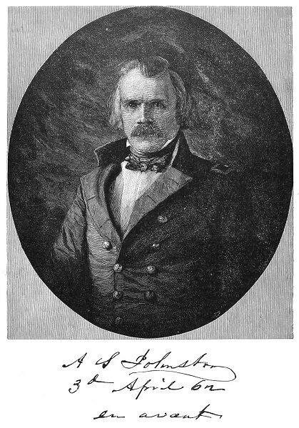 ALBERT SIDNEY JOHNSTON (1803-1862). American Army officer. Wood engraving, American, 1885