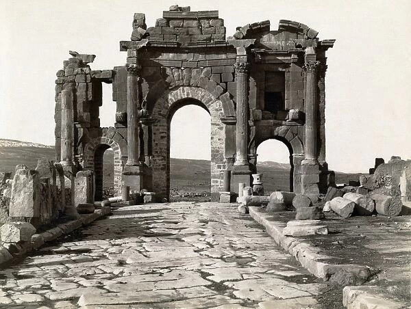 ALGERIA: TRIUMPHAL ARCH. Roman triumphal arch at Timgad, Algeria