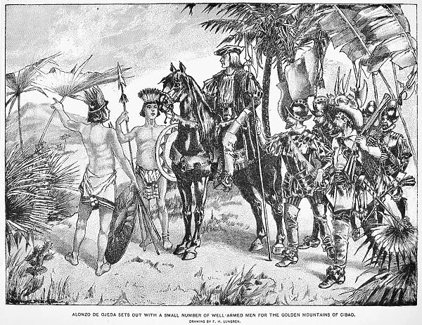 ALONSO de OJEDA (1465?-1515). Spanish explorer. Ojeda and his men, guided by natives