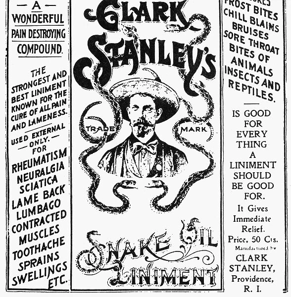 American advertisement for Clark Stanleys Snake Oil Liniment, c1895