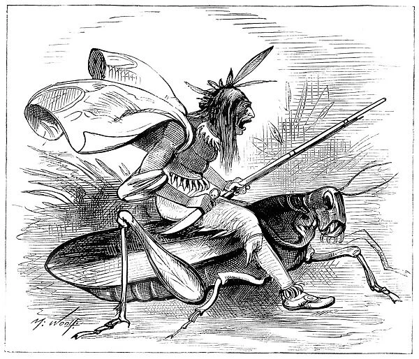 AMERICAN CARTOON, 1874. Cartoon, 1874, by M