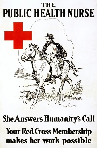American Red Cross membership recruiting poster. Lithograph by Gordon Grant, c1917