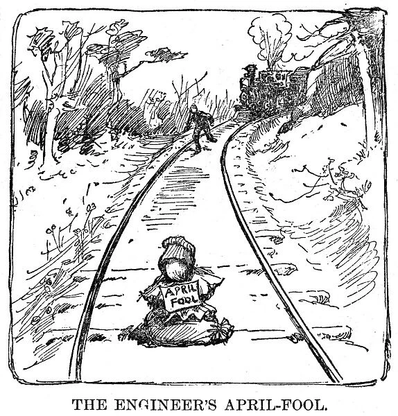 APRIL FOOLs DAY, 1883. The engineers April Fool. Drawing, American, 1883