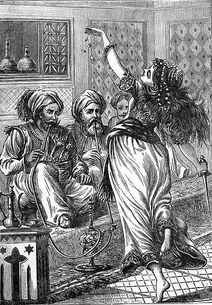 ARABIAN NIGHTS. Ali Baba and the Forty Thieves: Morgiana performs the dagger dance : wood engraving, 19th century