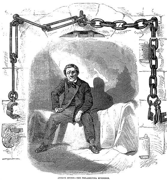 ARTHUR SPRING (fl. 1853). American criminal. Wood engraving, American, 1853