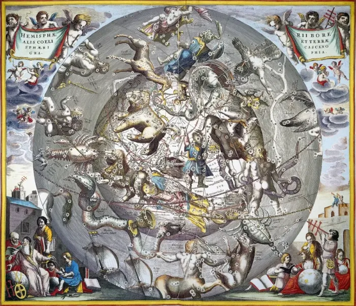 Framed Print : Print of Northern Hemisphere Celestial Planisphere, 1660 Framed Print : Print of Northern Hemisphere Celestial Planisphere, 1660