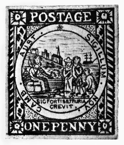 AUSTRALIA: POSTAGE STAMP. Original plate for the Sidney Views postage stamp, engraved by H. C. Jervis of Sidney, Australia, 1850