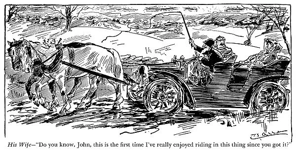 AUTOMOBILE CARTOON, 1909. American magazine cartoon, 1909