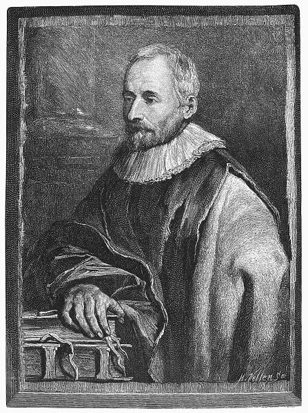 BALTHASAR MORETUS (1574-1641). Flemish printer. Line engraving, 19th century, after a contemporary painting by Erasmus Quellyn