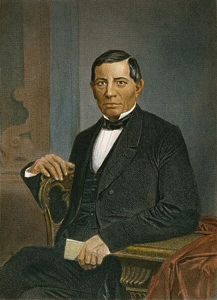 BENITO JUAREZ (1806-1872). Mexican revolutionary and statesman. Colored steel engraving, American, 1870