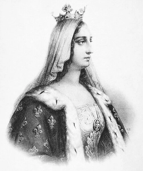BLANCHE OF CASTILE (1188-1252). Queen of France. Lithograph, French, 19th century