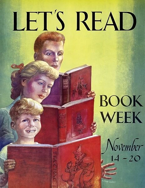 BOOK WEEK, 1959. Lets read. Poster by Lynd Ward, 1959