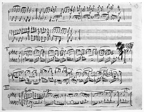 BRAHMS MANUSCRIPT, 1861. Manuscript page of Johannes Brahms Variations on a theme by Handel