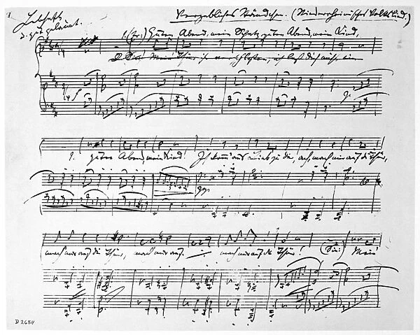 BRAHMS MANUSCRIPT, 1882. Manuscript page of Johannes Brahms Vergebliches Standchen