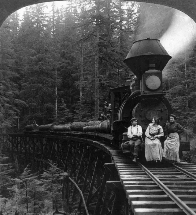 Framed Print : Print of a logging train in the Cascade Mountains, Oregon Framed Print : Print of a logging train in the Cascade Mountains, Oregon