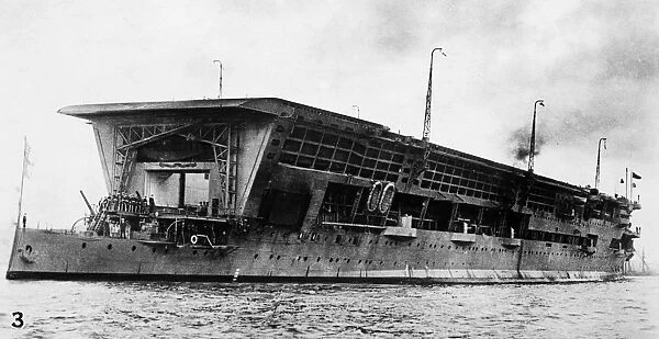 BRITISH AIRCRAFT CARRIER. HMS Furious, a British aircraft carrier during World War I