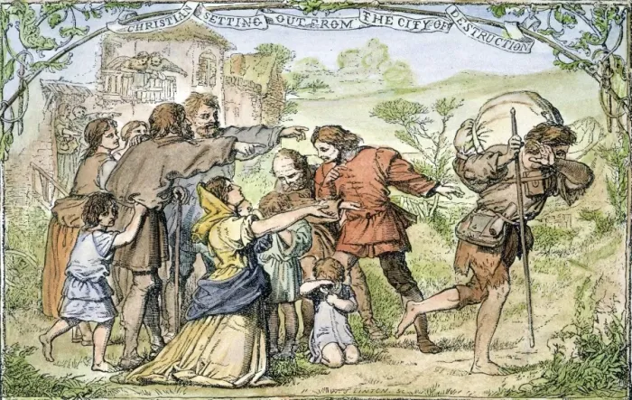 Framed Print : 19th Century Print of Christian Setting Out