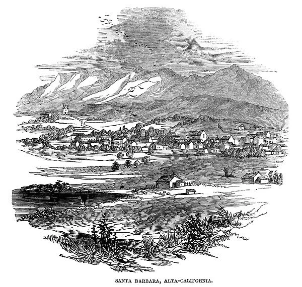 CALIFORNIA: SANTA BARBARA. View of Santa Barbara, California. Engraving, American, 1846