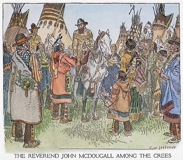 CANADA: MISSIONARY, 1870s. Methodist missionary John McDougall among the Cree Native