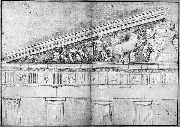 CARREY: PARTHENON, 1674. Detail of the west pediment of the Parthenon in Athens, Greece