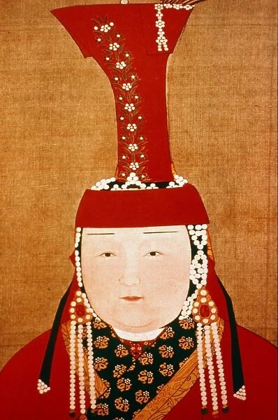 CHABI (1227-1281). Consort of Kublai Khan. Chinese silk album leaf, 14th century