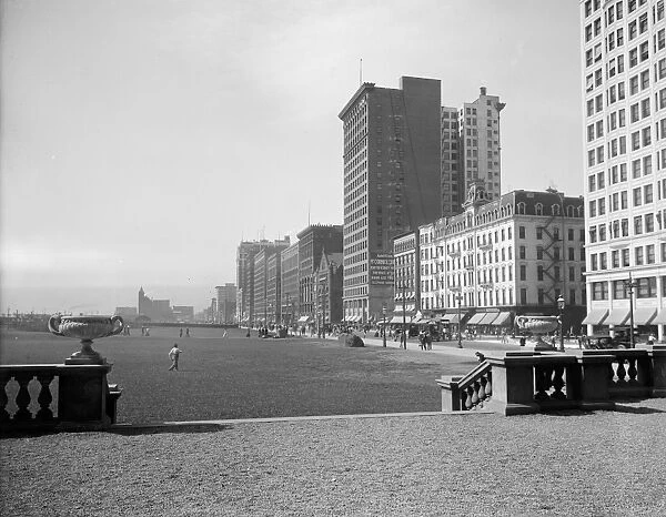 CHICAGO: GRANT PARK, c1910. A view of Grant Park and nearby buildings along South
