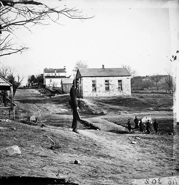 CIVIL WAR: BULL RUN, 1861. The stone church at Centreville, Virginia. Photographed in March 1862 by George N. Barnard following the evacuation of Centreville and Manassas by Confederate troops after the First Battle of Bull Run
