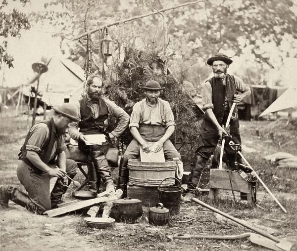 CIVIL WAR: SERVANTS, 1862. Servants of Prince Fran├ºois of Joinville at the Union Army camp at Yorktown, Virginia. Photograph by James Gibson, 3 May 1863