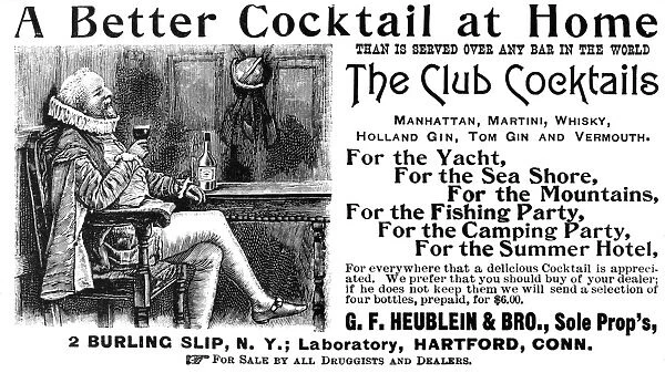 THE CLUB COCKTAILS, 1893. American magazine advertisement, 1893