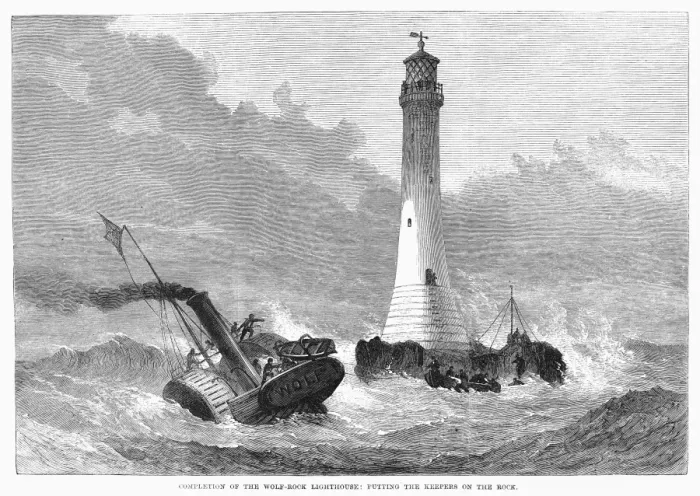 Framed Print : Wolf Rock Lighthouse Installation, Cornwall Print Framed Print : Wolf Rock Lighthouse Installation, Cornwall Print