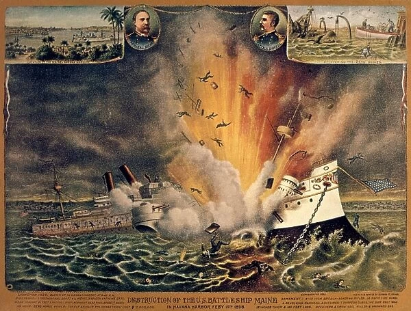 CUBA: U. S. S. MAINE, 1898. Destruction of the U. S. Battleship Maine in Havana Harbor