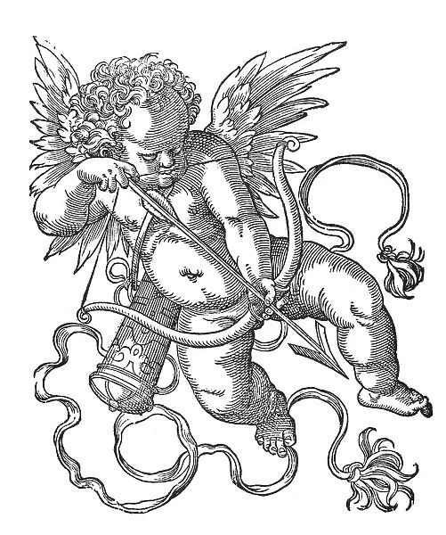 CUPID  /  EROS. Woodcut, 1599, by Jost Amman