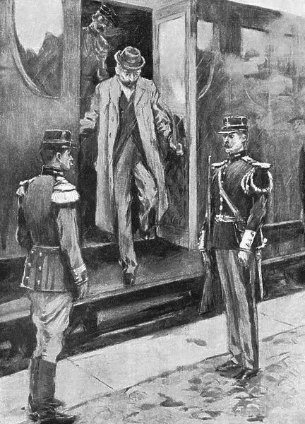 DREYFUS AFFAIR, 1899. Captain Alfred Dreyfus leaving the train at La Rabelais