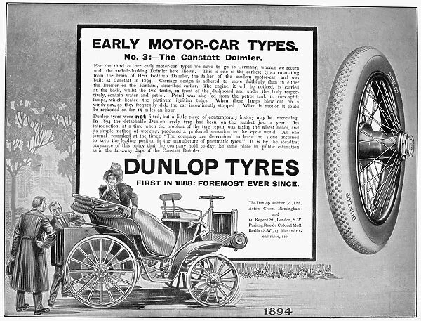 DUNLOP TIRES, 1913. English newspaper advertisement, 1913